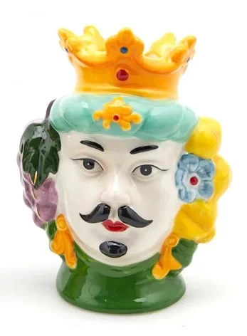 Oldenhof Siciliaans Hoofd Man S ø 10 Cm X 14 Cm Aardewerk Groen 1 Oldenhof Siciliaans Hoofd Man S ø 10 Cm X 14 Cm Aardewerk Groen