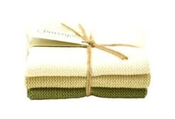 Solwang Design Vaatdoekjes 25 X 25 Cm Katoen Nature/Olive 3 Stuks