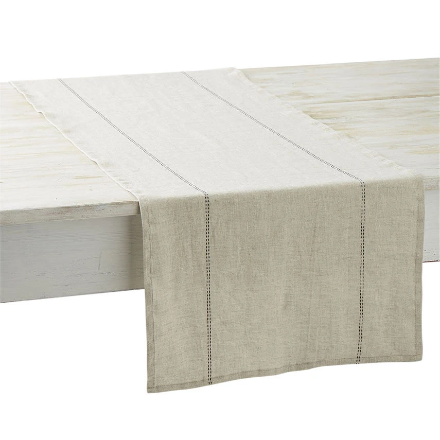 Charvet RYTHMO Tafelloper 150 X 45 Cm Linnen Beige/zwart 1 Charvet RYTHMO Tafelloper 150 X 45 Cm Linnen Beige/zwart