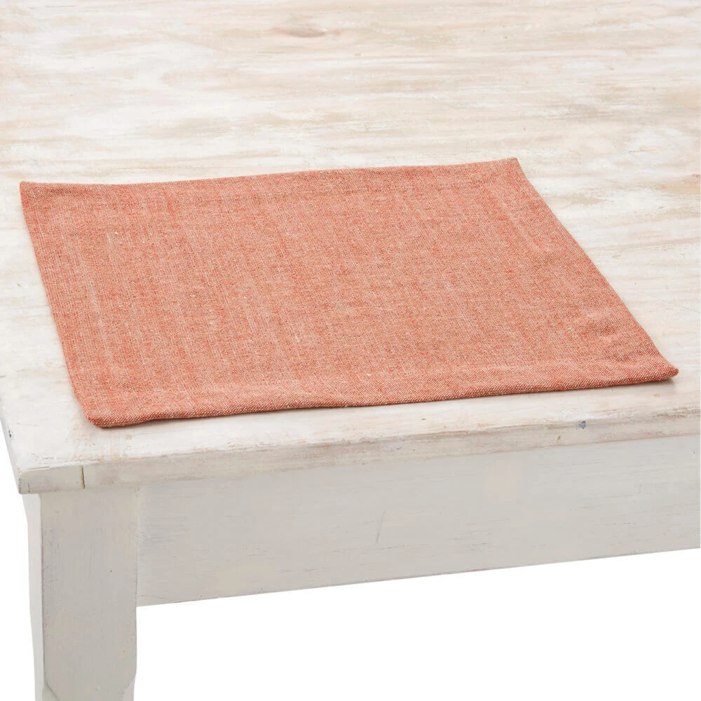 Charvet PEPITE Placemat 48 X 35 Cm Linnen Rood/beige 1 Charvet PEPITE Placemat 48 X 35 Cm Linnen Rood/beige