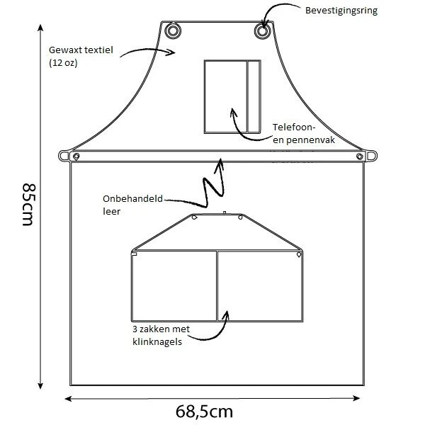 Alaskan Maker N°281 Schort 85 X 68,5 Cm Katoen Leer Fern Green 3 Alaskan Maker N°281 Schort 85 X 68,5 Cm Katoen Leer Fern Green - Afbeelding 3