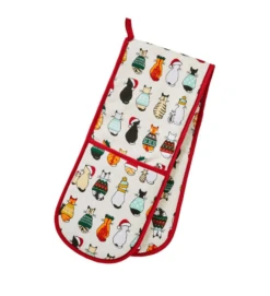 Ulster Weavers Christmas Cats In Waiting Lange Pannenlap Gerecycled Katoen Rood