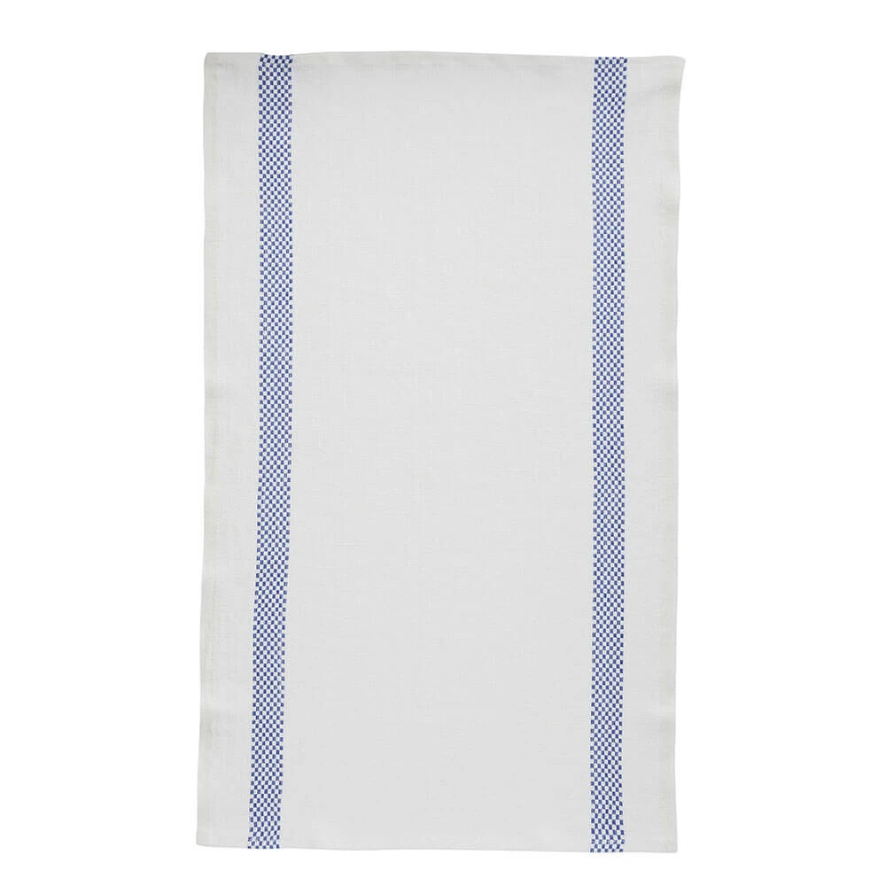 Charvet LUSTRUCRU Theedoek 75 X 45 Cm Linnen Wit/blauw Geblokt 1 Charvet LUSTRUCRU Theedoek 75 X 45 Cm Linnen Wit/blauw Geblokt