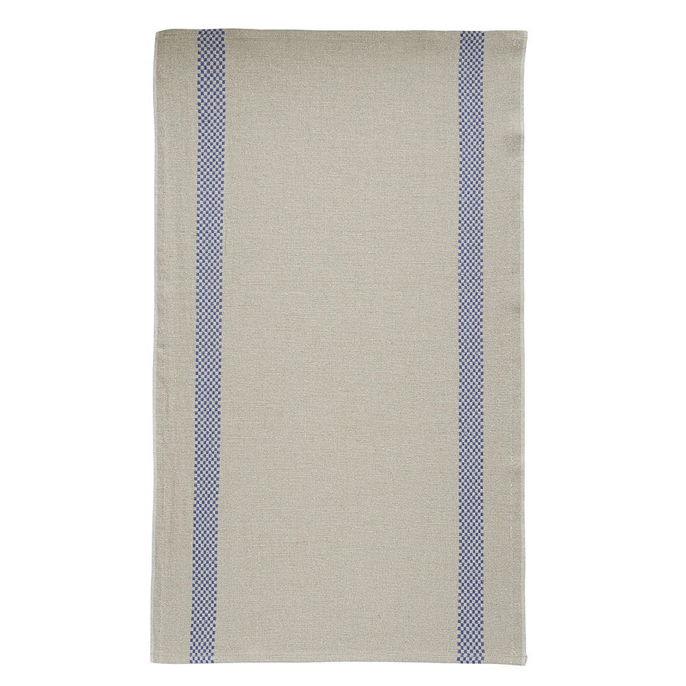Charvet LUSTRUCRU Theedoek 75 X 45 Cm Linnen Beige/blauw Geblokt 1 Charvet LUSTRUCRU Theedoek 75 X 45 Cm Linnen Beige/blauw Geblokt