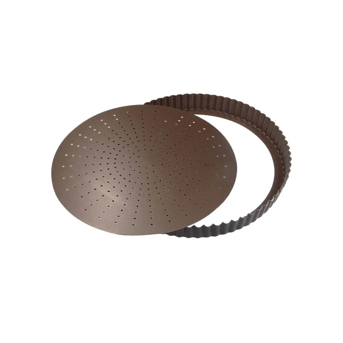 Gobel Geperforeerde Quichevorm Laag ø 20 Cm Staal Bruin 1 Gobel Geperforeerde Quichevorm Laag ø 20 Cm Staal Bruin