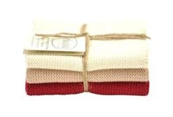 Solwang Design Vaatdoekjes 25 X 25 Cm Katoen Nature/Nougat/Deep Red 3 Stuks