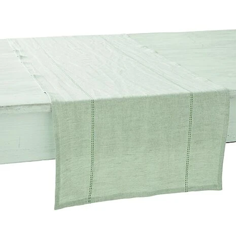 Charvet RYTHMO Tafelloper 150 X 45 Cm Linnen Beige/rozemarijn Groen 1 Charvet RYTHMO Tafelloper 150 X 45 Cm Linnen Beige/rozemarijn Groen