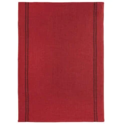 Charvet COUNTRY Theedoek 52 X 75 Cm Gewassen Rood Met Donkere Streep