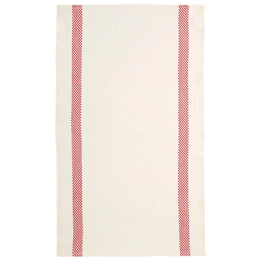 Charvet LUSTRUCRU Theedoek 75 X 45 Cm Linnen Wit/rood Geblokt 1 Charvet LUSTRUCRU Theedoek 75 X 45 Cm Linnen Wit/rood Geblokt