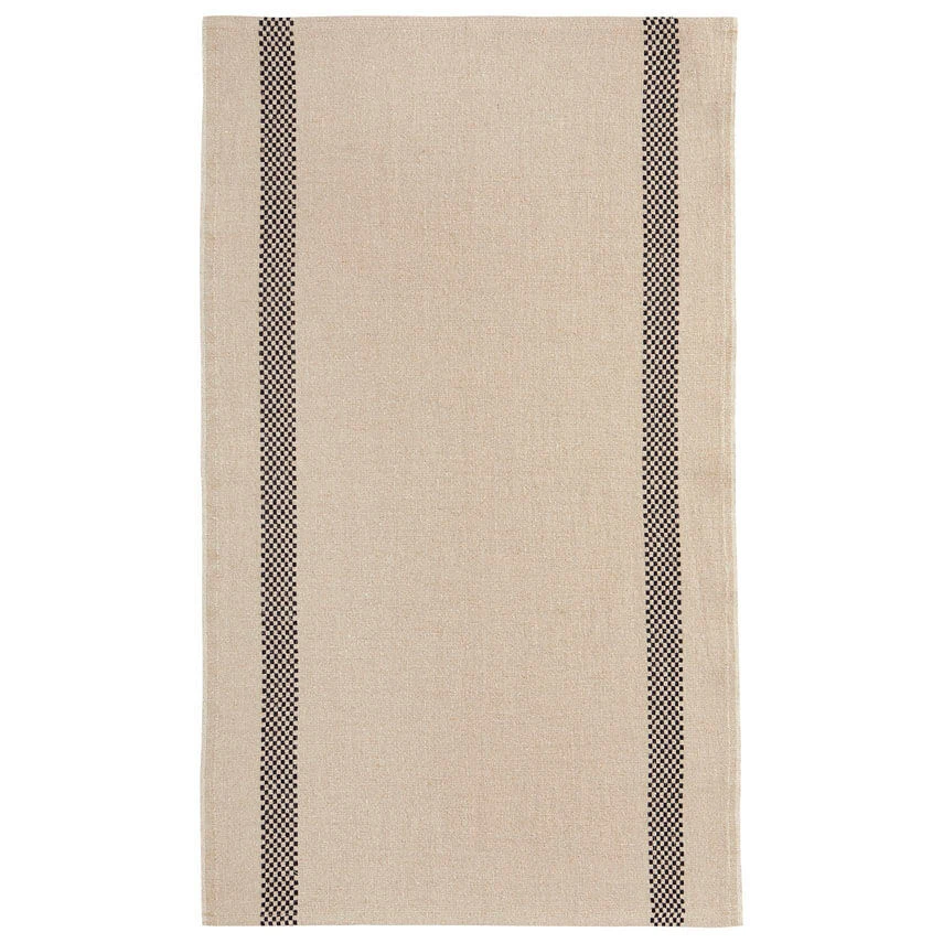 Charvet LUSTRUCRU Theedoek 75 X 45 Cm Linnen Beige/zwart Geblokt 1 Charvet LUSTRUCRU Theedoek 75 X 45 Cm Linnen Beige/zwart Geblokt