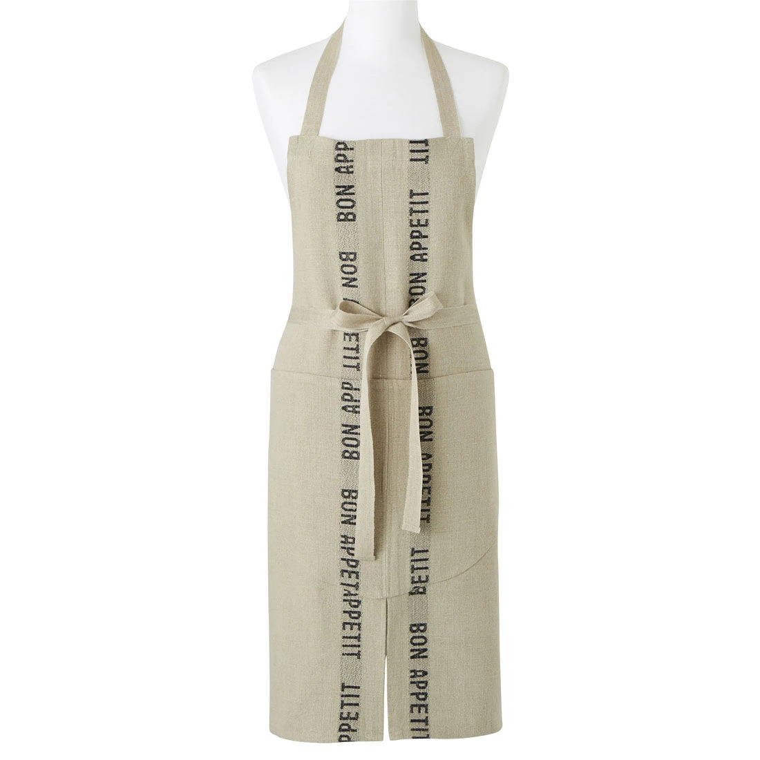Charvet BON APPETIT Schort 85 X 83 Cm Linnen Zwart/beige 1 Charvet BON APPETIT Schort 85 X 83 Cm Linnen Zwart/beige