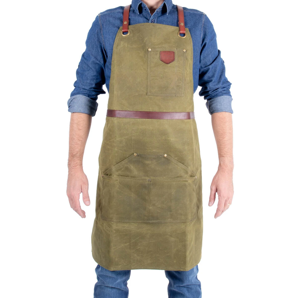 Alaskan Maker N°281 Schort 85 X 68,5 Cm Katoen Leer Fern Green 1 Alaskan Maker N°281 Schort 85 X 68,5 Cm Katoen Leer Fern Green