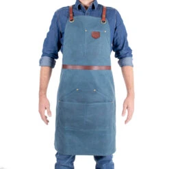 Alaskan Maker N°281 Schort 85 X 68,5 Cm Katoen Leer Peacock Blue