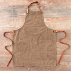 Alaskan Maker N°325 Schort Met Nek- En Middelband Katoen Havana