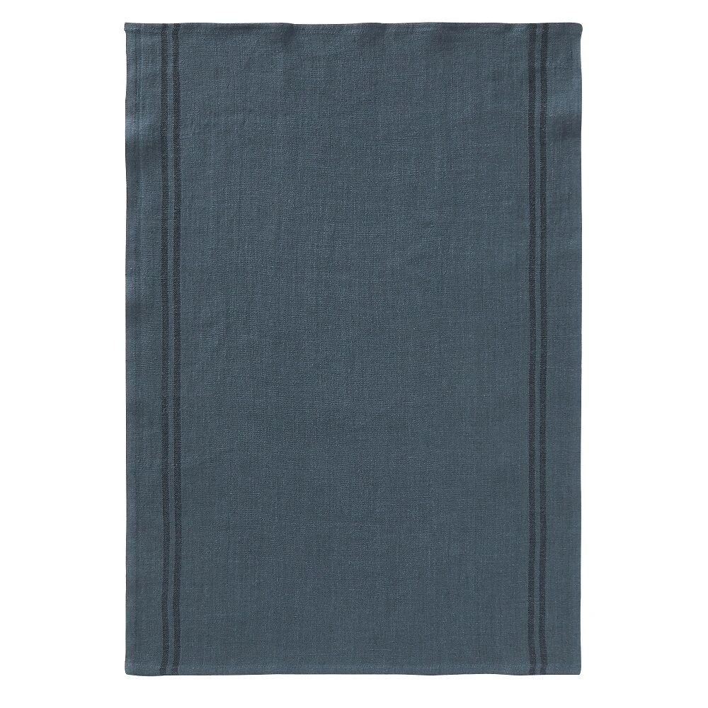 Charvet COUNTRY Theedoek 75 X 52 Cm Linnen Petrol Met Donkere Streep 1 Charvet COUNTRY Theedoek 75 X 52 Cm Linnen Petrol Met Donkere Streep