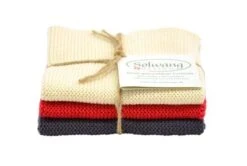 Solwang Design Vaatdoekjes 25 X 25 Cm Katoen Nature/Warm Red/Warm Grey 3 Stuks
